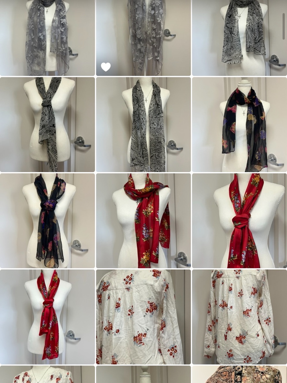 Lightweight Floral Pattern Scarf in Navy and Rust - Picture 4 of 7